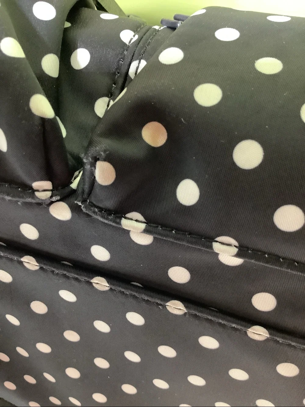 Kate Spade NY nylon black with white polka dots travel/weekender/duffle bag